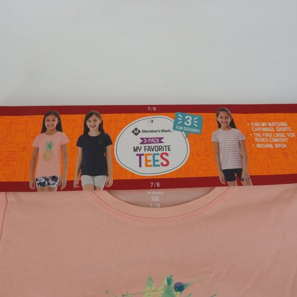 Members Mark 3-Pack Girls T-Shirts Size 7/8 Tag Free NWT - Picture 1 of 4